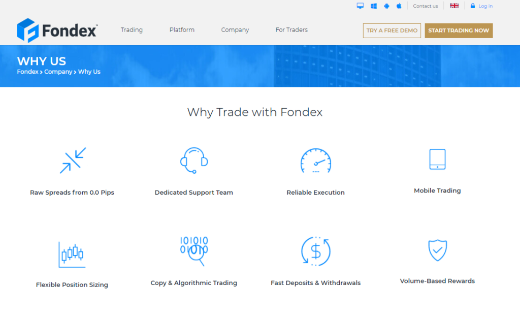 торговые условия брокера fondex